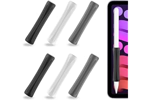 IRENWARL 6stk Silikon Schutzhülle iPencil Griff, Apple Pencil Griff, Silikon Halter, Silikon Griff, Ergonomische Ärmelzubehör Hülse Silikon, mit Apple Pencil 1. und 2. Generation (Schwarz, Weiß, Grau)