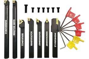 Wisyurt 3/8-Schaft, 10 Mm, Wendeschneidplatten Hartmetall, Drehwerkzeughalter-Set, Werkzeuge zum Drehen, Nuten, Gewinden, Bohren