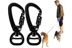 BRAVIEN Mousqueton, pour Chiens 2PCS Noir Rotatif Durable Idéal pour Randonnée en Plein Air Sécurité Et Confort De Vos Animaux Accessoires Résistants pour Une Utilisation Quotidienne