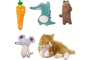 VJUYSW 4 Premium Katzenkissen - Verbessertes Konzept Katzenminze-Kissen I Katzen-Zubehör I Katze-Zubehör I Biss- & Kratzfeste Katzenkissen I Kissen mit Katzen-Minze I Katzen-Spielzeug