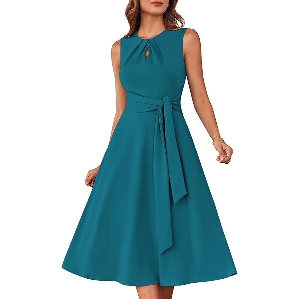 GRACE KARIN – Abito Da Cocktail Midi A Trapezio, Senza Maniche, Con Tasche (vintage Anni ’50, 95% Poliestere 5% Elastan)