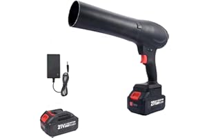 QIUMIN Turbo soffiatore a batteria, mini turbocompressore, per la cura del prato, bolle di foglie, auto e pulizia degli angoli (nero, 4,0 Ah)