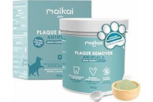MAIKAI Poudre Anti-Tartre et Mauvaise Haleine pour Chien et Chat 150g – Complément Dentaire Naturel – Traitement Gingivite et Détartrage à Domicile – Haleine Fraîche et Santé Buccale