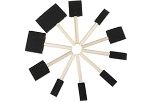 rosenice Lot de 10 pinceaux en mousse avec poignées en bois dur