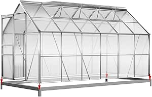 Deuba Aluminium Gewächshaus 7,2m² mit Fundament 380x190cm inkl 4