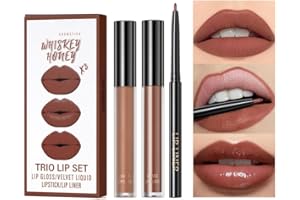 MRINB Encre à Lèvres Liquide Mate & Brillant à lèvres & Crayon à lèvres Ensemble, velouté longue durée Waterproof No Transfert Rouge à lèvres,Tenue Longue Durée, Résistant à la transpiration Kissproof.