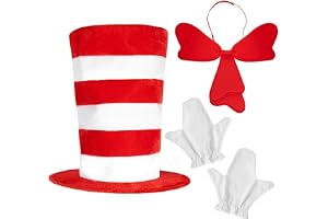 Cat In The Hat Kostym - Top Hat, Bow Tie, Gloves, Cosplay Set Vuxen/Barn