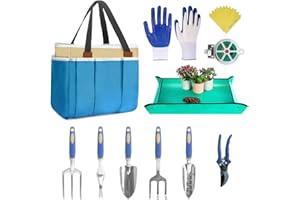 Gardening Tool Set, ABRFC Aluminum Alloy Material - Heavy Duty Gardening Tool Set, with Non-Slip Rubber Grip, Gardening Gifts for Women, Men, Mom, Dad - Durable, Ergonomic Garden Tools Set (Blue)