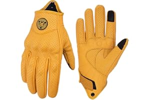 mjmoto Guanti da moto classici gialli in pelle di capra con foro estivi ciclismo ciclismo guanti da equitazione per motociclisti guanti protettivi