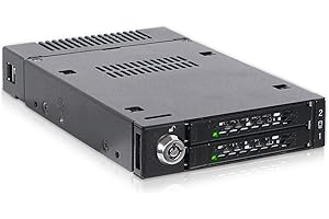 Icy Dock ToughArmor MB834M2K-B Rack móvil, Carcasa de Rack de Metal para 2 x SSD PCIe 4.0 NVMe M.2, a través de miniSAS HD SFF-8643, se Adapta a SSD PCIe M.2 NVMe de 30 mm a 110 mm en bahía de 3,5"