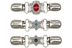 Fezf Paquete de 3 Clips de Bufanda Vintage para cárdigan, Clips de Camisa de cárdigan, Clips de Broche de Camisa, Clips de Camisa para niñas