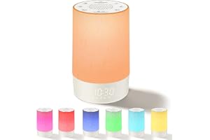 eSynic White Noise Sound Machine & Sunrise Väckarklocka 30 Beruhigende Ljud Ljusväckarklocka med Soluppgångsimulering Nattljus med 10 Färger, Timer & Snooze Sömnstöd för Vuxna