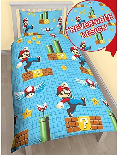 New Super Mario Games Kids Boys Single Reversible Duvet Quilt Cover Set by Charactor World
