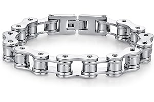 LAFATINA Bracciale a catena moto Bracciale a catena in acciaio inox Bicicletta Uomo Bicicletta Bracciali a maglie lucide per uomini donne