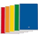 Dohe - A4+ notebooks (5 pcs.) - Size 21.5 x 31.5cm, 5 Colours: Blue, Red, Orange, Yellow and Green, 80 Squared Sheets (4x4mm)