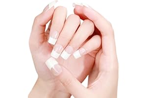 KABWEA 20 Uds Semi-endurecido Gel Uñas Rayas Gel Uñas Pegatinas Artísticas Uñas Corto French Nail Gel para Pegar French Nail Gel French Nail Pegamento Prensa en las Uñas