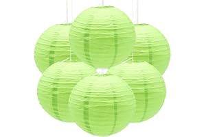 Ruidee 6Pcs Paper Lanterns Decoration 12in Round Hanging Paper Lanterns Round Paper Lampshade Chinese Lanterns Ball Lanterns Lamps for Birthday Wedding Party Decoration（SDL/Green）