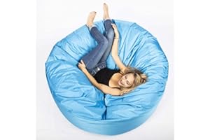 LIVEDECO - Pouf Géant Rond XXL Extérieur en Tissu Résistant Outdoor Bleu Turquoise, Déhoussable, pour Jardin, terrasse - Titan
