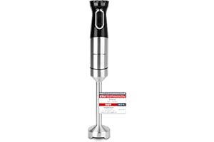 ‎EMERIO EMERIO Stabmixer mit kraftvollen 1000 Watt | Pürierstab (abnehmbar) und Messereinheit aus langlebigem Edelstahl | einstellbare Geschwindigkeit | BPA frei | TURBO Taste | ergonomisch | HB-132381