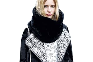 QCHOMEE Femmes Écharpe Tube Hiver Automne Foulard Snood Fausse Fourrure Epais Thermique Tour de Cou Tubulaire Luxe Doux Cache-cou Cache-nez Extérieur Anti-vent/froid Cadeau de Noël
