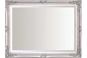 Select Mirrors Rennes Vintage Wall Mirror - Shabby Chic Baroque, Antique, French Design - Solid Wood Frame (Antique Silver, 60cm x 80cm)