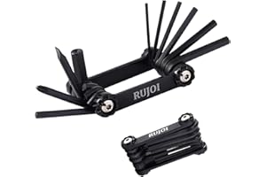 RUJOI Bike MultiTool, Outil multifonction pour vélo 14 en 1 Ensemble d'outils de réparation pliables Rearaturset Noir