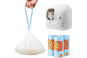 FEIGO 60 Stück Katzentoilettenbeutel, Katzenstreutasche, Mülltüten mit Tragegriff, Katzenklo Beutel,Selbstreinigende Katzentoilette Müllbeutel,Langlebige Reißfest Flüssigkeitsdicht