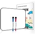 ANLIOTE Double Sided Mini Whiteboard A4 Size, Easy to Clean and Handheld Magnetic Dry Erase Small White Board for Kids Drawing Writing Student School Home Office, 2 Magnet Marker Pens with Eraser