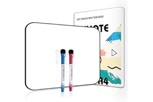 ANLIOTE Petit Tableau Blanc Double Face, Mini Ardoise Blanche 30 x 20 cm,Facile à Nettoyer, Effaçable à Sec, Planche Portable pour Dessin Écriture Enfants et Écoliers, 2 Feutres avec Effaceur