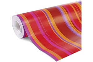 Clairefontaine 211202C - Une Bobine De Papier Cadeau - Papier Alliance 60g - 50x0,70m - Motif : Rayures Multicolores, Rouge/Violet/Orange/Rose - Emballage Cadeau, Idéal Emballages Professionnels