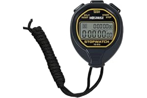 MOSTRUST Digital Waterproof Stopwatch, 30Laps Split Memory Stopwatch, No Bells, No Clock, Simple Basic Operation, Silent, ON/Off, Large Display for Swimming Running Training Coaches Referees (Black)