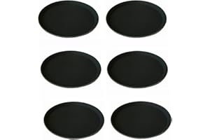 COCKTAIL7 Vassoio da bar e da servizio rotondo e nero, antiscivolo in polipropilene robusto e solido, confezione da 6 pezzi, ristorazione caffè ristorante (3 misure disponibili) (40 cm x 6 cm)