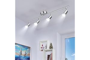 wowatt Plafonnier 4 Spots de Plafond, Plafonnier Spot LED Orientable Éclairage de Plafond 4 X 5W Ampoules GU10 LED Incluses, 6000K Blanc Froid 420LM, Luminaire pour Chambre, Cuisine, Salon, Couloir