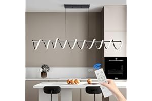 ‎MIKERU Mikeru 150cm Spiralförmige Pendelleuchte, Moderne LED-Pendelleuchte Schwarz Dimmbare 10%-100% Esszimmerleuchte mit 3 Farblichter 3000K/4500K/6000K Kronleuchter für Küche, Esstisch