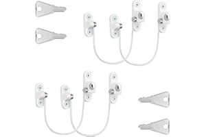 LUNEKUCK 4 Pcs Window Restrictor Locks for Kids Window Restrictors UPVC Baby Security Window Locks with Screws Keys for Baby Child Children Safety, Window Locks Door Locks for Home Public School and Commercial