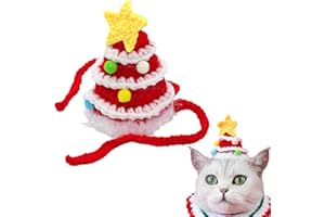 Uniqicon Santa Cat Hat Christmas Costume Dogs Hats Costumes Pets Scarf Outfit Xmas Suit Handmade Knitted Cosplay Pet Clothes Suitable for Large, Medium, and Small Breed