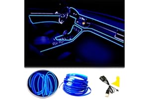 BALABAXER El Wire Bande Lumineuse pour intérieur de Voiture, 5 m de Fil néon USB 5 V avec Protection par fusible pour décoration intérieure de Voiture Automobile avec Bord de Couture de 6 mm (5 mètres, Blue)