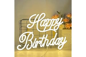 UExnkj-Y Happy Birthday Neon Sign Joyeux anniversaire néon happy birthday neon néon LED alimenté par USB Décoration murale de salle de fête d'anniversaire néons cadeau d'anniversaire
