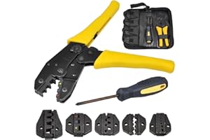 WISFOR Malayas 7-częściowy zestaw narzędzi do zaciskania do różnych zacisków z 5 wymiennymi zestawami matryc 0,5-35 mm 2 w opakowaniu z torbą Oxford