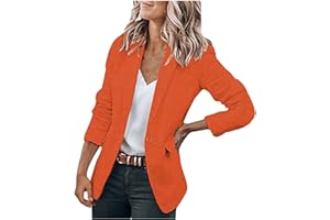 PVUCPOT Blazer Femme Élégant Manches Longues Slim Fit Bureau Affaires Veste De Costume Revers Devant Ouvert Manteau Cardigan Blouson Jacket Costume de Travail Couleur Unie