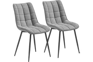 WOLTU Sedie da Pranzo con Schienale senza Braccioli Sgabello in Velluto per Cucina Grigio Chiaro BH142hgr-2