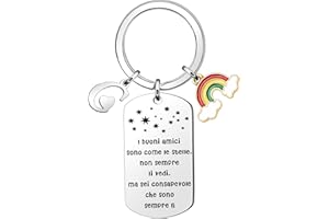 bifriend Regalo portachiavi di Amicizia,Promemoria Argento A-Z 26 Iniziale Ciondolo Portachiavi Per Amici Sorelle Colleghi Compleanno Natale Diploma Lunga Distanza