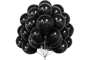 YOYOIN Ballons Noir, 30 pcs Ballons Noir Latex 12 pouces 30,5 cm Ballon Noir avec Ruban pour Femmes Garçons Filles Fête d'Anniversaire Célébration Mariage Halloween Remise de Diplômes Décorations Retraite