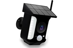 FSIOUE Zewnętrzna kamera WiFi z panelem słonecznym, wodoodporna kamera zewnętrzna 2K, wykrywanie ruchu PIR, kolorowy noktowizor, 2-drożny dźwięk-czarny