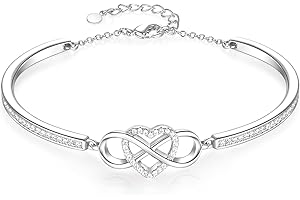 GEORGE · SMITH Bracelet Infini Zircon pour Femmes Filles, Bijoux Plaqué Argent Avec Cœur Infini Cadeaux pour Maman épouse Fête des Mères Cadeaux Saint-Valentin Anniversaire