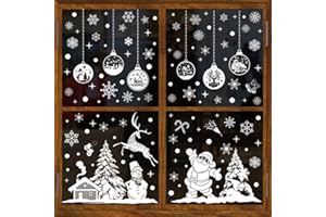 YEJAHY 9 sztuk samoprzylepnych naklejek na okno, na Boże Narodzenie, wielokrotnego użytku, PCW, dekoracja bożonarodzeniowa, na okno, drzwi (A)