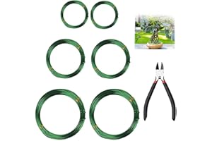 Mu Mianhua Green Bonsai Wire Aluminium 30 Meters in Total for Bonsai Tree Training and Craft Making with Nippers 1.0 mm/2.0 mm/3.0 mm