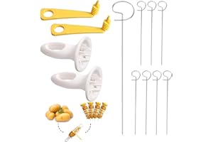 STOOKI Ensemble de 12 Pomme de Terre Spirale Coupe légumes en Spirale Machine à Tour Inoxydable Machine à Tour de Pomme de Terre à Manivelle pour Tour de Pommes de Terre, fête, Barbecue et Camping