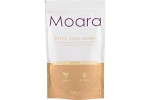MOARA Avena cortada en acero - Avena integral, vegana, 100% libre de gluten y alérgenos - Steel cut oats, 500 gr.