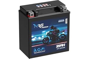 NRG Premium YTX20CH-BS AGM Motorradbatterie 21Ah 12V 330A/EN Batterie 51892 auslaufsicher wartungsfrei ersetzt 20Ah